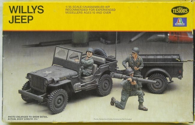 Testors 1/35 Willys Jeep Trailer and Troops - US Marines or US Army, 821 plastic model kit